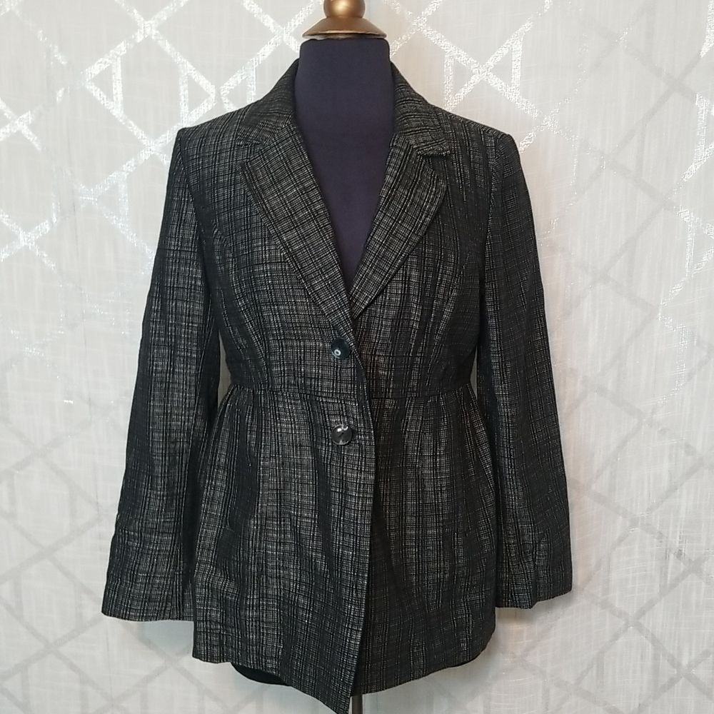 J. Jill Blazer Jacket Womens 8 Black Career Office Button Up Fall